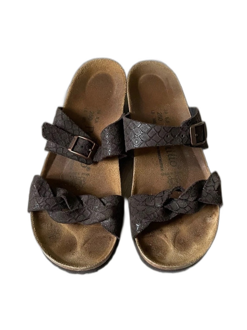 Birkenstock Papillio Braided Double-Strap Brown Slide Sandals 8